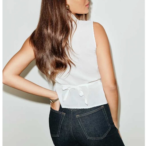 NWT Reformation Kady Top Blouse - White Cotton Minimalist Clean Beauty - Picture 5 of 8